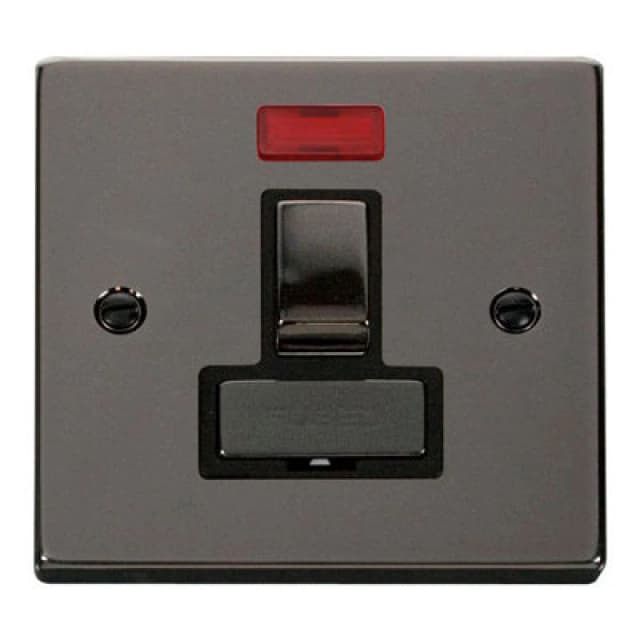 SE Home Black Nickel 13A Fused Ingot Connection Unit Switched With Neon Black