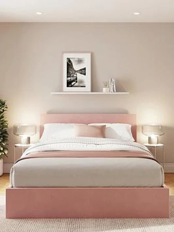 Gfw Odessa Velvet End Lift Up Storage Ottoman Bed With Mattress Options (Buy & Save!) - Bedframe + Standard Mattress Pink WWUY2 Unisex Double,King,Sin