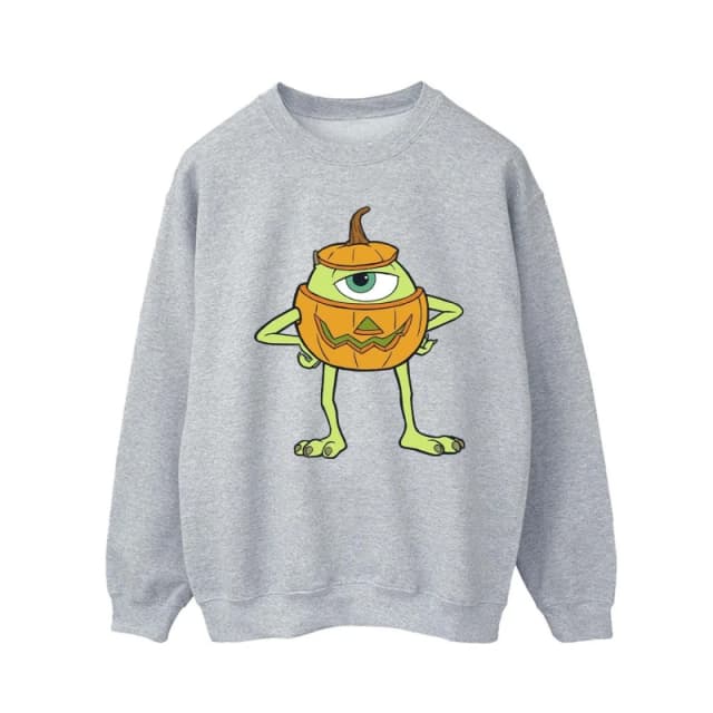 Disney Men Mike Pumpkin Halloween Sweatshirt in Grey Size: Small Grey S Male 5063376630634