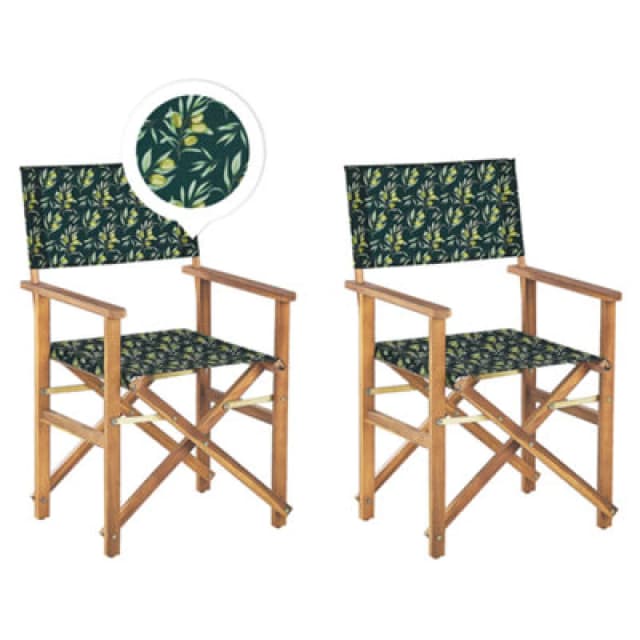 BELIANI Set of 2 Garden Chairs CINE Acacia Wood Dark Green 312222