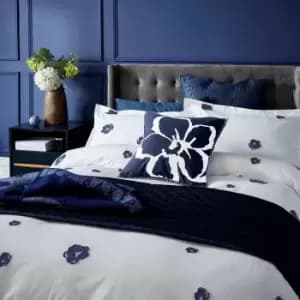 Ted Baker Magnolia Fil Coupe Double Duvet Cover, White & Navy
