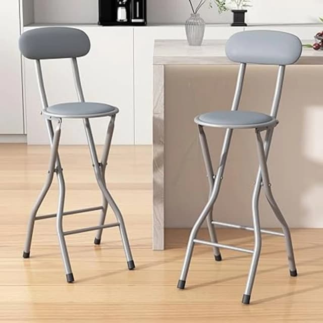 MCC Direct Folding Breakfast Bar Stool padded High Chair Set of 2 White in Grey Grey Unisex