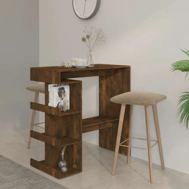 VIDAXL Vidaxl - Bar Table with Storage Rack Smoked Oak 100x50x101.5cm Engineered Wood 8720286836446