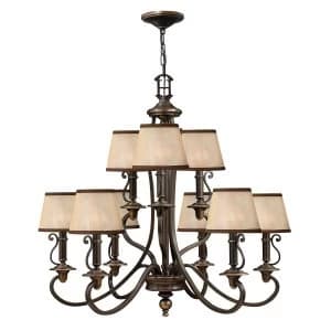 9 Light Multi Arm Chandelier Olde Bronze Finish, E14