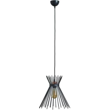 Matt Black Ceiling Light Fitting + Metal Tapered Shade - No Bulb