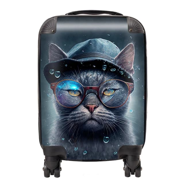 Warren Reed Designer Russian Blue Cat Splashart Suitcase - Large