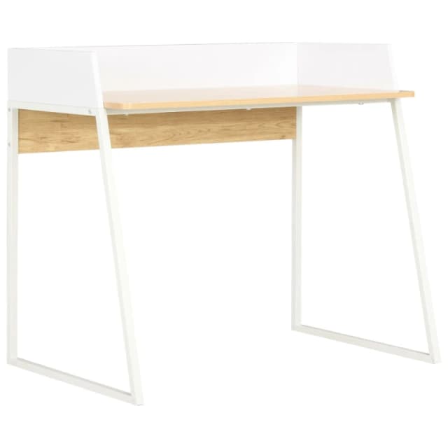 vidaXL Computer Desk with Elevated Back White and Oak Office Writing Table