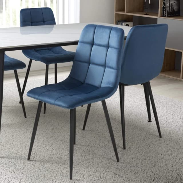 4 X Madison Brushed Velvet Blue Dining Chair, Blue 166-09-32-21-01
