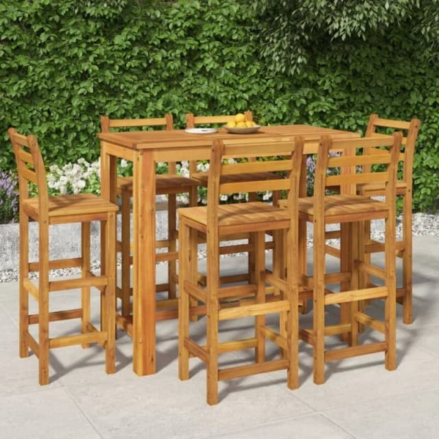 vidaXL 7 Piece Garden Dining Set Solid Wood Acacia, Brown 3154397