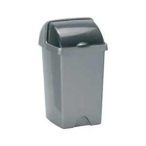 Roll Top Bin 25 Litre Plastic Metallic Silver