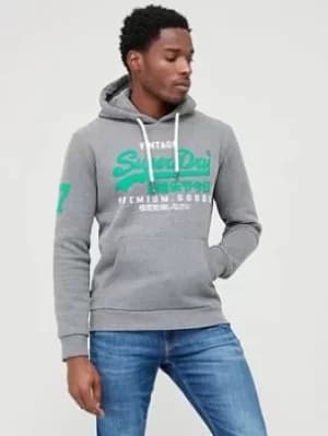 Superdry Vintage Hoodie, Charcoal Marl Size M Men