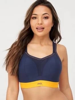 Panache Non Wired Sports Bra - Navy/Orange, Navy/Orange, Size 28Dd, Women