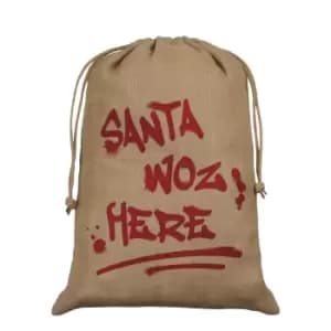 Grindstore Santa Woz Here Hessian Santa Sack (One Size) (Brown/Red)