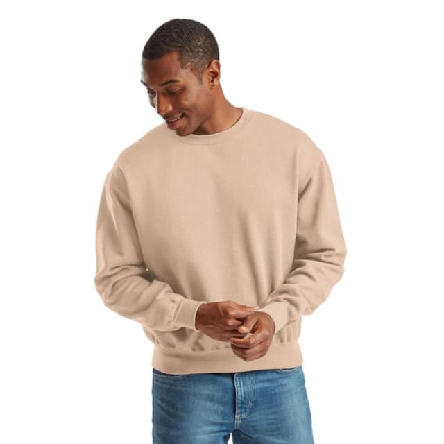 Fruit of the Loom Mens Supercotton Sweatshirt in Light Beige Size: Small Light Beige Male S