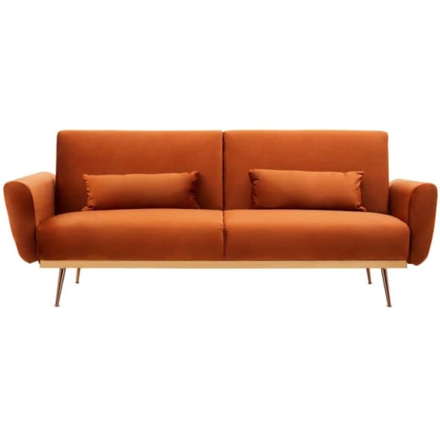 Interiors by Premier Hatton Burnt Orange Velvet Sofa Bed Orange unisex One Size