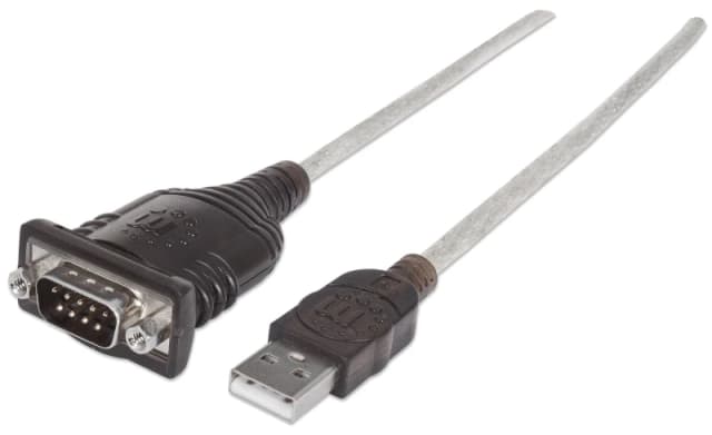 Manhattan Manhattan USB-A to Serial Converter cable 45cm Male to Male Serial/RS232/COM/DB9 FTDI FT232RL Chip Equivalent to ICUSB2321F Black/Silver cab