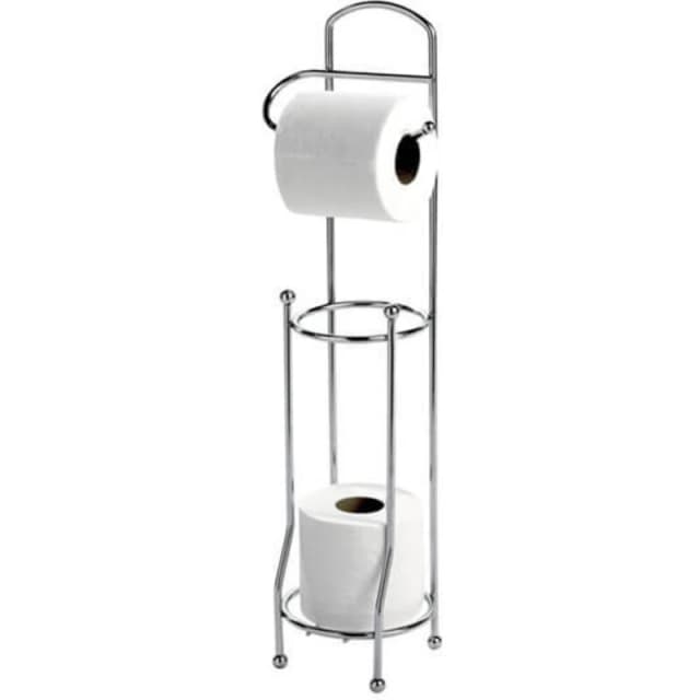 Showerdrape Wire Stainless Steel Chrome Toilet Roll Holder & Spare Paper Holder Combination Silver