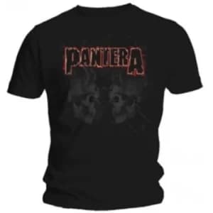 Pantera Watermarked Skulls Mens Black T Shirt: Medium