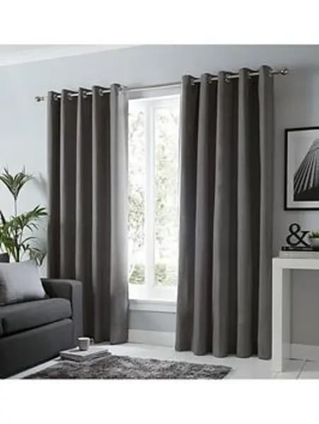 Fusion Sorbonne Lined Eyelet Curtains Natural NUW9M Unisex width: 117x137cm(46x54inches),width: 117x183cm(46x72inches),width: 168x137cm(66x54inches),w