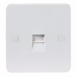 KnightsBridge Pure 4mm 1G White Telephone Extension Socket Flush Wall Switch