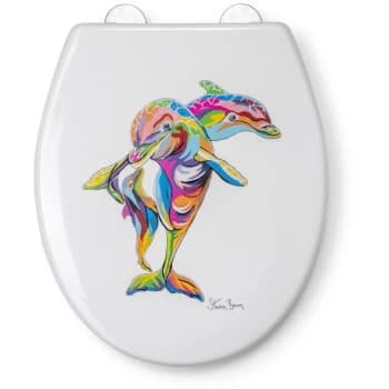 Croydex - Hannah McWave Dolphin Toilet Seat Oval Soft Close Flexi Fix Steven Brown