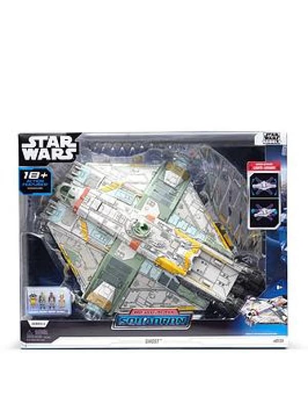 STAR WARS Micro Galaxy Squadron Ghost - 15-Inch Vehicle with Motion and Button Activated Lights and Sounds plus Four 1-Inch Micro Figure Accessories