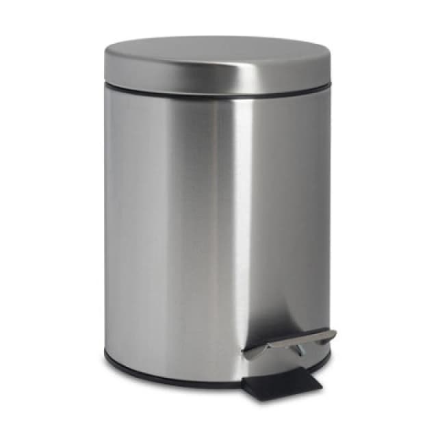 Harbour Housewares Bathroom Pedal Bin - 3L - Matt - Round Stainless Steel Slim Rubbish Dustbin Lid And Inner Liner Bucket