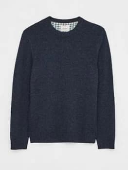 White Stuff Channing Lambswool Mix Crew Jumper - Blue Size M Men