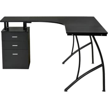 Homcom - L-Shaped Corner PC Desk Table w/ Drawer Home Office Workstation Black