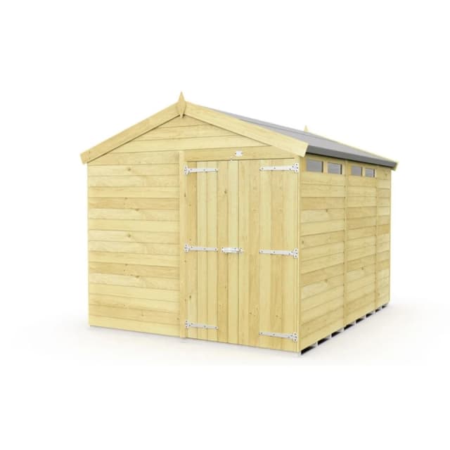 Buttercup Farm 8 x 11 Feet Apex Security Shed - Double Door - L329 x W231 x H217cm in Brown Brown Unisex