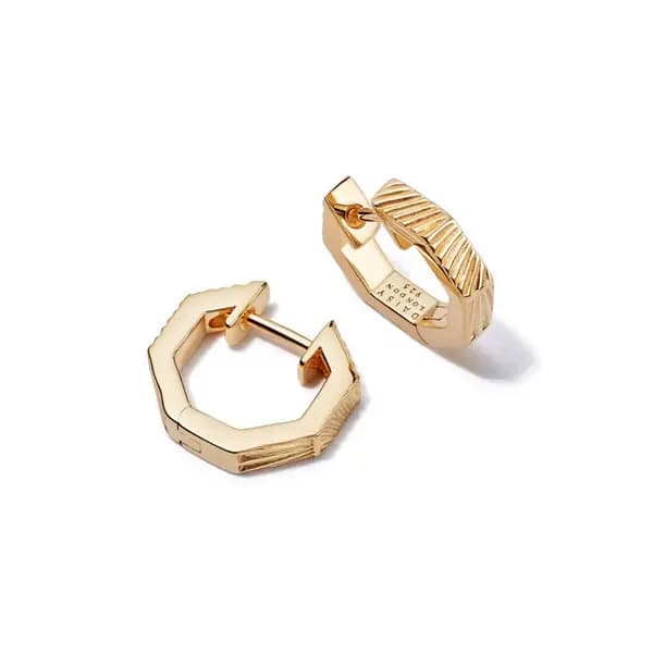 Daisy Estee Lalonde Octagonal Huggie Hoops 18ct Gold Plated Earrings E