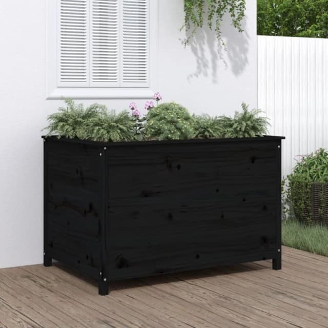 vidaXL Garden Raised Bed Black 119.5x82.5x78cm Solid Wood Pine, Black 825314