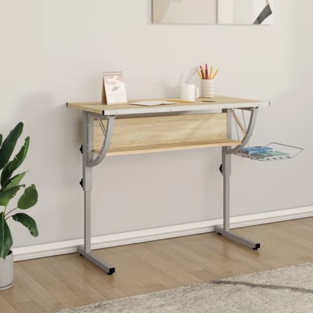 VIDAXL Craft Desk Sonoma Oak&Grey 110x53x(58-87)cm Engineered Wood&Steel Vidaxl 8720286817131