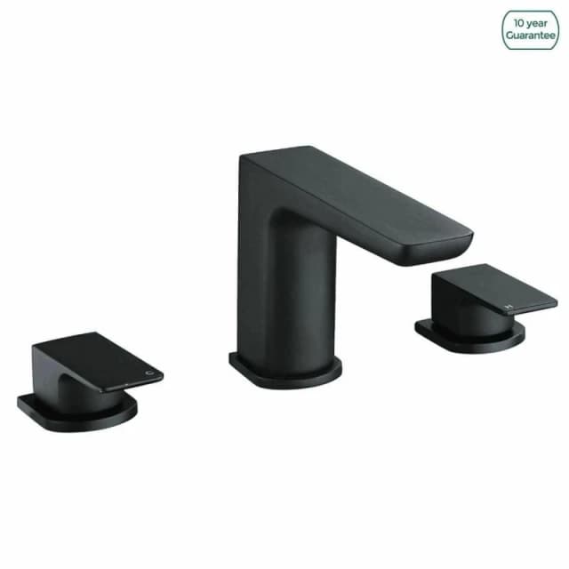 Nes Home Designer Matt Black Bath Filler Taps Basin Mixer 4 Tap Hole Deck Mounted Black Unisex