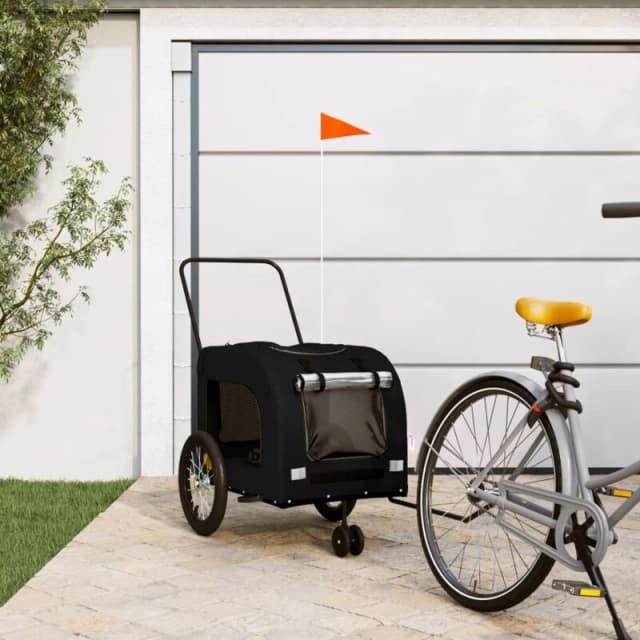 vidaXL Pet Bike Trailer Black Oxford Fabric and Iron, Black 93856