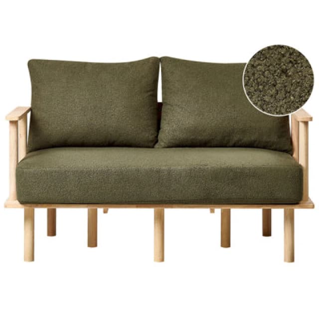 Beliani Sofa 2 Seater Asker Boucle Dark Green