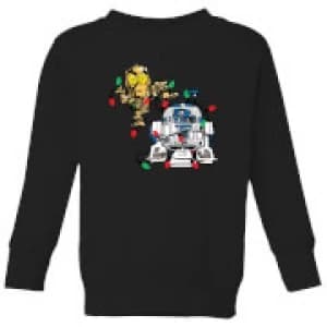 Star Wars Tangled Fairy Lights Droids Kids Christmas Sweatshirt - Black - 11-12 Years
