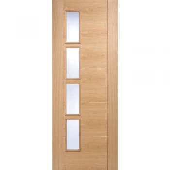 LPD Vancouver Fully Finished Oak Offset 4 Light Toughened Glazed Internal Door - 1981mm x 686mm (78 inch x 27 inch)