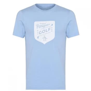 Original Penguin SS OPG Badge T Shirt - Baby Blue