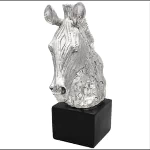 Silver Art Zebra Bust Figurine By Lesser & Pavey