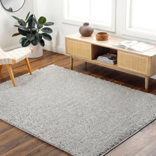 Livabliss Shaggy Solid Color Plush Pile Light Grey Soso Area Rug 120 X 180 Cm - Easy Care, Non Shedding, Ideal For Living Room & Bedroom