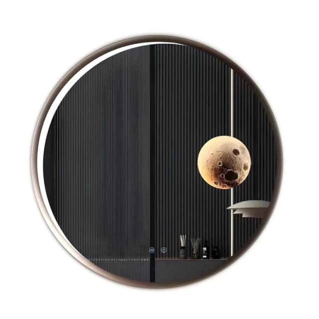 ENER-J Round LED Mirror with Moon Design - 70cm in White Size: 100cm x 100cm White Unisex 100cm x 100 cm
