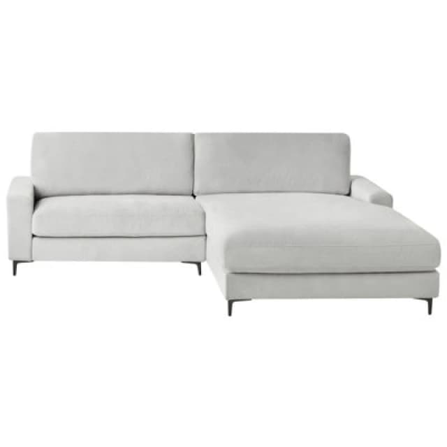 Beliani Corner Sofa 3 Seater Maloy Chenille Light Grey Left Hand