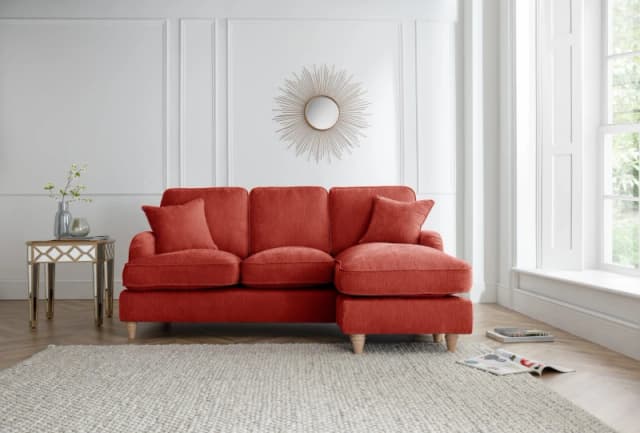 The Great Sofa Company Orla Right Hand Chaise Sofa Manhattan Charcoal in Terracotta Terracotta Unisex