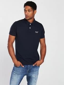 Superdry Classic Pique Polo Shirt - Eclipse Navy, Eclipse Navy, Size 3XL, Men