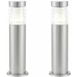 Loops - 2 pack Outdoor Post Bollard Light Marine Steel 0.5m 10W LED Driveway Path Lamp