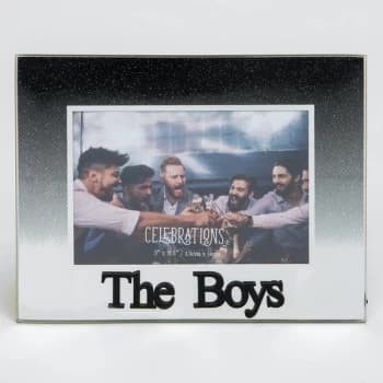 5" x 3.5" Black Glitter Glass Frame - The Boys