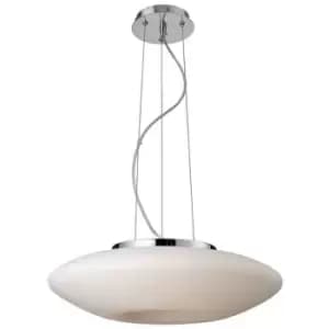 Italux Lighting - Italux Graham - Modern Hanging Pendant Chrome 2 Light with Milk Shade, E27