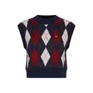 Tommy Jeans Crop Argyle Vest - Blue