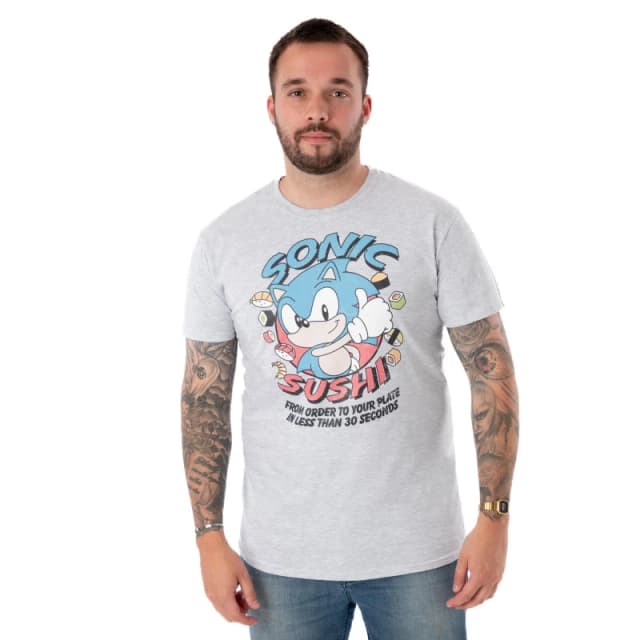 (XXX-Large) Sonic the Hedgehog Short Sleeved T-Shirt (Mens Grey)